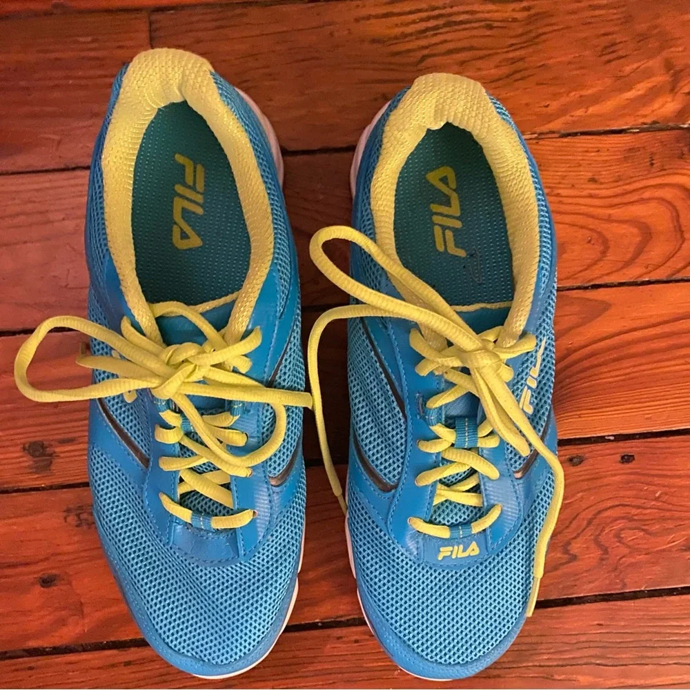 Fila DLS Foam Ancerus 5 Running Shoes Size 10 Blue & Yellow Neon Like New